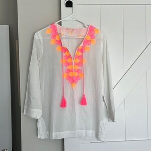 🌷Lilly Pulitzer Embroidered Amelia Island Tunic in Resort White - Size S🧡